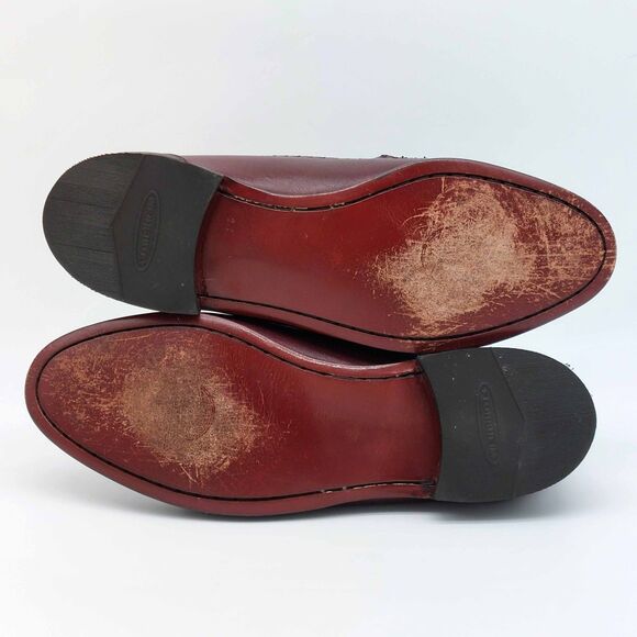 Florsheim Men’s 8.5D Burgundy Leather Tassel Loafers Woven Vamp Dress Shoes - Picture 6 of 10